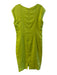 Lafayette 148 Size 8 Lime Green Linen Round Neck Cap Sleeve Lined Back Zip Dress Lime Green / 8