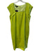 Lafayette 148 Size 8 Lime Green Linen Round Neck Cap Sleeve Lined Back Zip Dress Lime Green / 8