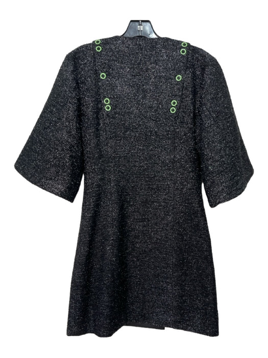 Ganni Size 36 Black & Green Polyester Blend Snap Front Tinsel Detail Dress Black & Green / 36