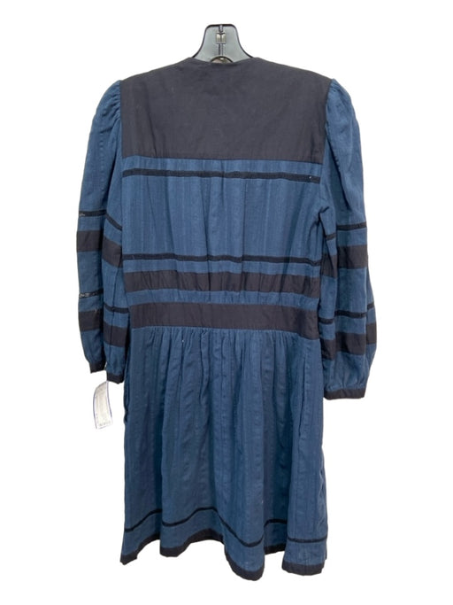 Isabel Marant Etoile Size 36 Blue & Black Cotton Gauze Colorblock Dress Blue & Black / 36