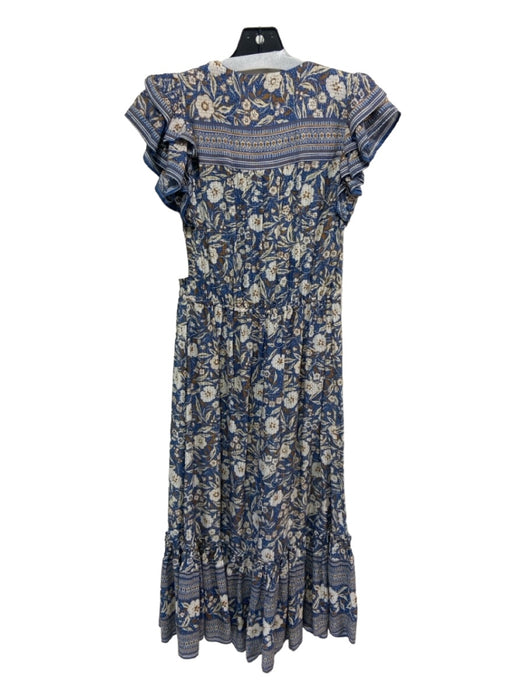 Veronica Beard Size S Blue, Beige & Brown Viscose Blend Button Front Dress Blue, Beige & Brown / S