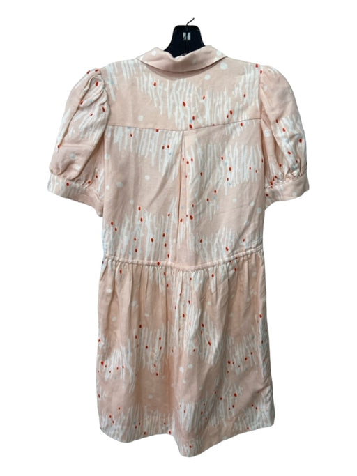 Hunter Bell Size XS Blush Pink, White, Red Linen Blend Half Button Dress Blush Pink, White, Red / XS