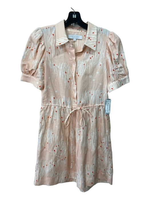 Hunter Bell Size XS Blush Pink, White, Red Linen Blend Half Button Dress Blush Pink, White, Red / XS