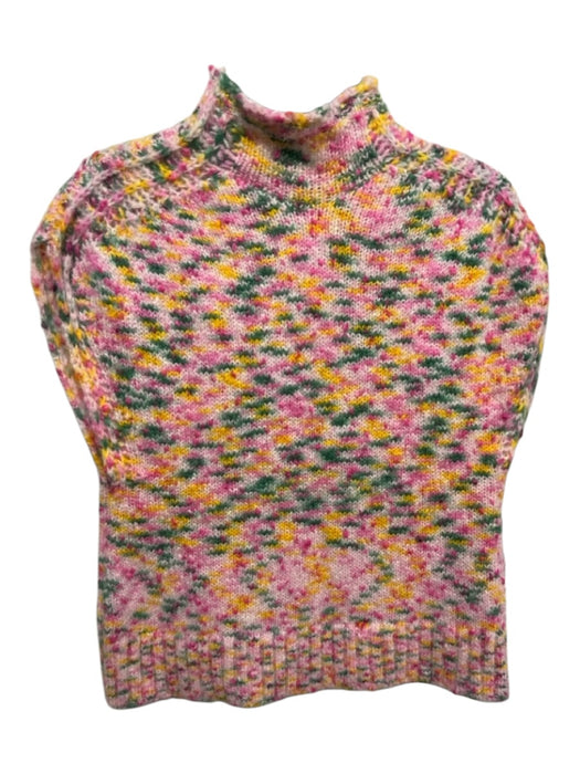 Ann Mashburn Size XS Pink, Green, Yellow Mohair Blend Mock Neck Abstract Sweater Pink, Green, Yellow / XS