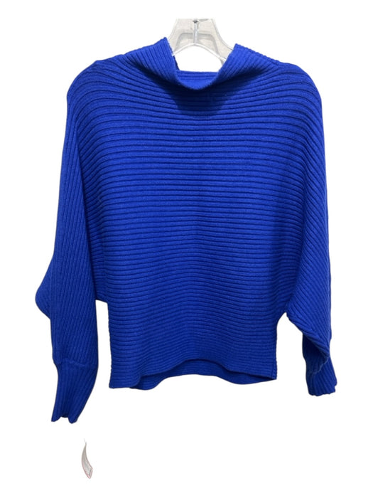 Anthropologie Size S Indigo Blue Viscose Mock Neck Ribbed Long Sleeve Sweater Indigo Blue / S