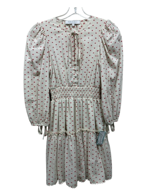 Hunter Bell Size XS Cream, Red, Blue Cotton Striped Swiss Dots Dress Cream, Red, Blue / XS