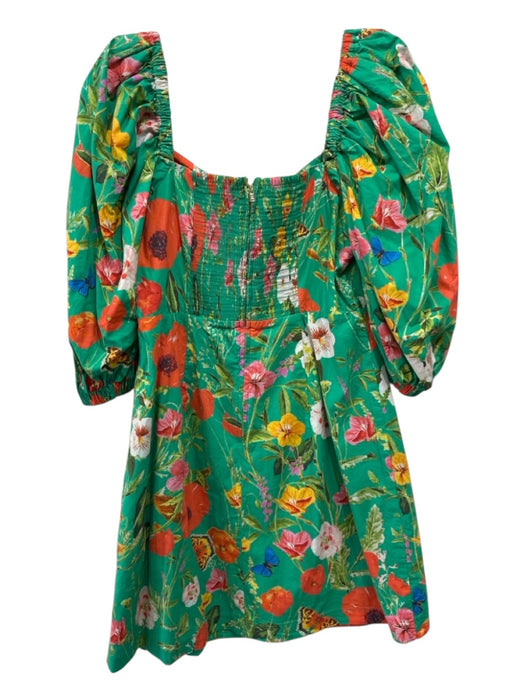 Cara Cara Size S Green, Orange, Multi Cotton floral print Rouched Detail Dress Green, Orange, Multi / S