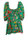 Cara Cara Size S Green, Orange, Multi Cotton floral print Rouched Detail Dress Green, Orange, Multi / S