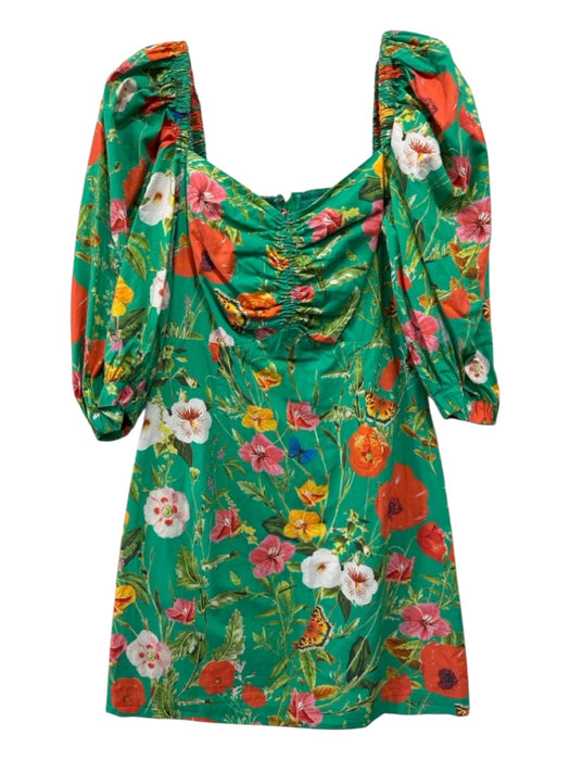 Cara Cara Size S Green, Orange, Multi Cotton floral print Rouched Detail Dress Green, Orange, Multi / S