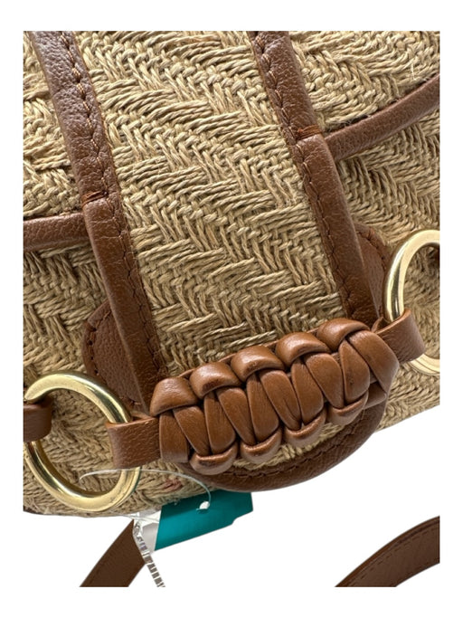 See By Chloe Beige & Brown Straw & Leather Magnetic  Flap Gold Tone Hardware Bag Beige & Brown / S