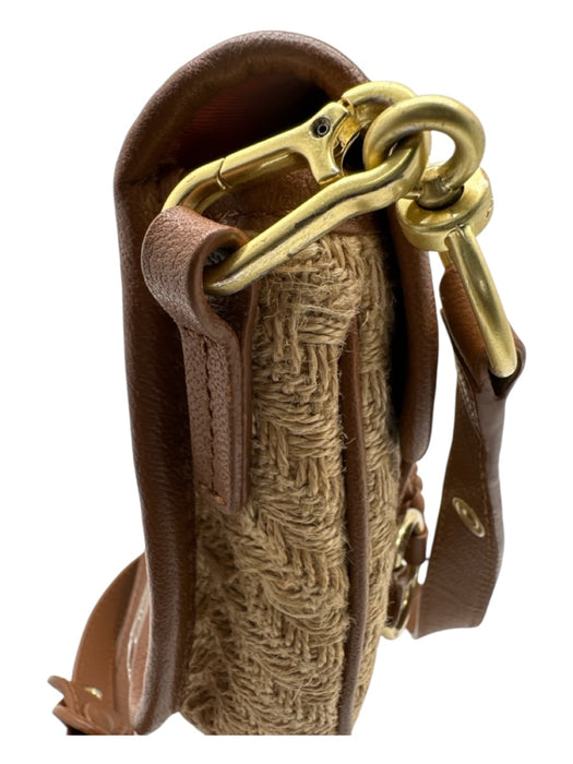 See By Chloe Beige & Brown Straw & Leather Magnetic  Flap Gold Tone Hardware Bag Beige & Brown / S