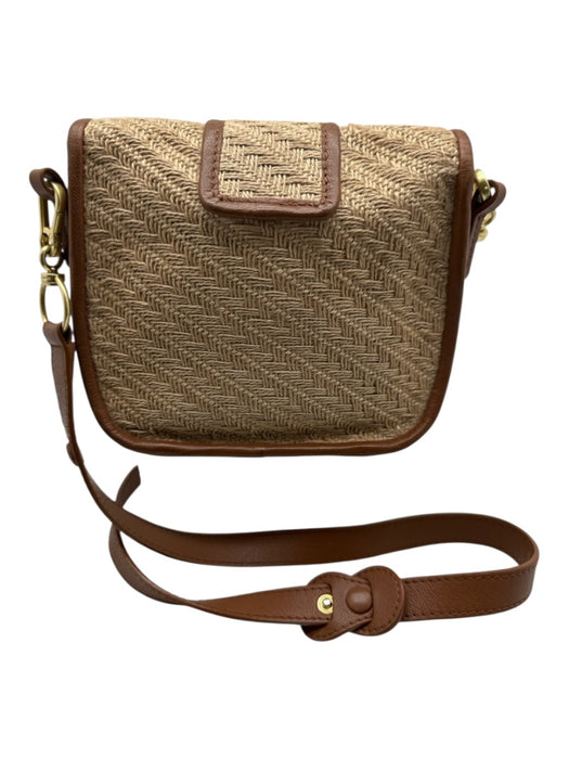 See By Chloe Beige & Brown Straw & Leather Magnetic  Flap Gold Tone Hardware Bag Beige & Brown / S
