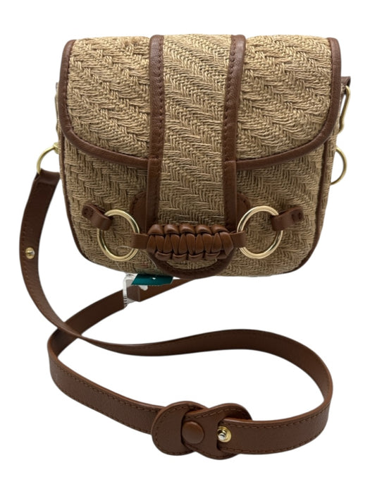 See By Chloe Beige & Brown Straw & Leather Magnetic  Flap Gold Tone Hardware Bag Beige & Brown / S
