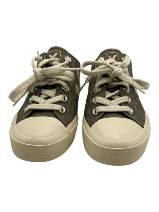 Veja Shoe Size 6 Green & Cream Textile Low Top Texture Lace Up Platform Sneakers Green & Cream / 6