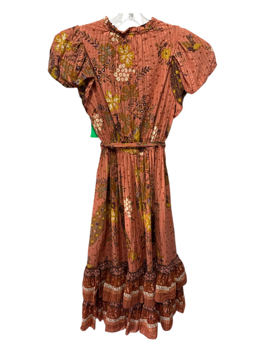 Ulla Johnson Size 2 Orange, Yellow, Purple Cotton Blend V Neck Maxi Dress Orange, Yellow, Purple / 2