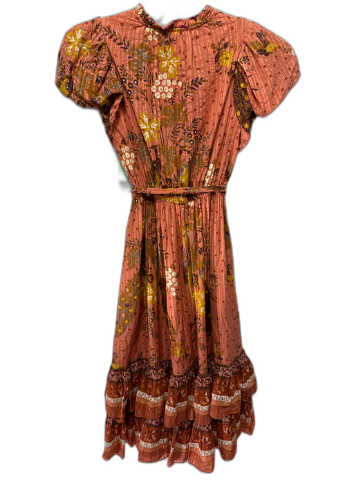 Ulla Johnson Size 2 Orange, Yellow, Purple Cotton Blend V Neck Maxi Dress Orange, Yellow, Purple / 2