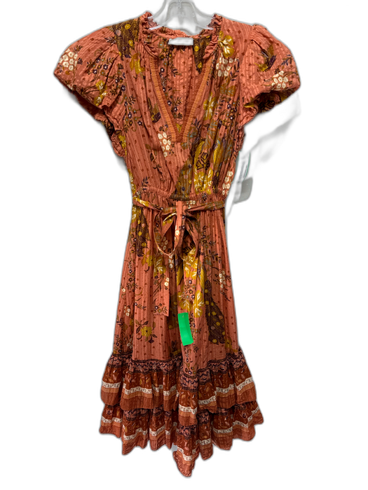 Ulla Johnson Size 2 Orange, Yellow, Purple Cotton Blend V Neck Maxi Dress Orange, Yellow, Purple / 2