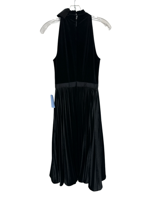 Ted Baker Size 1 Black Polyester Blend Velvet Pleated high neck Below knee Dress Black / 1