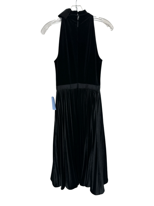 Ted Baker Size 1 Black Polyester Blend Velvet Pleated high neck Below knee Dress Black / 1