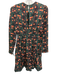 Saloni Size 4 Black, Green, Orange Silk Floral & Geometric Twist Front Dress Black, Green, Orange / 4