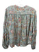 Louise Misha Size 36 Mint Green & Multi Cotton Floral Long Sleeve Button Up Top Mint Green & Multi / 36