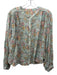 Louise Misha Size 36 Mint Green & Multi Cotton Floral Long Sleeve Button Up Top Mint Green & Multi / 36