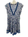 Poupette St. Barth Size XS Blue, Purple, White Viscose Ruffle Cap Sleeve Dress Blue, Purple, White / XS