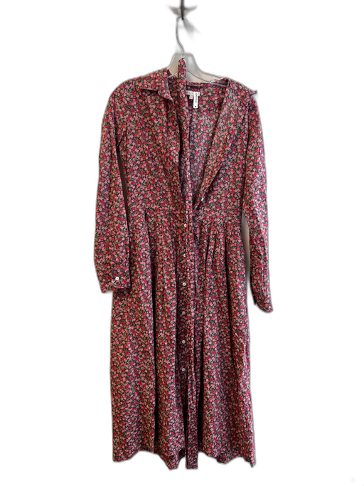 Ann Mashburn Size S Pink, Green & Blue Cotton Floral Long Sleeve Collared Dress Pink, Green & Blue / S