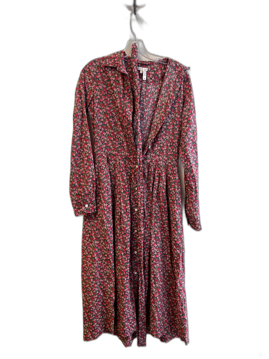 Ann Mashburn Size S Pink, Green & Blue Cotton Floral Long Sleeve Collared Dress Pink, Green & Blue / S