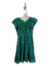 Roller Rabbit Size XXS Green & Pink Viscose V Neck Sleeveless Mini Dress Green & Pink / XXS