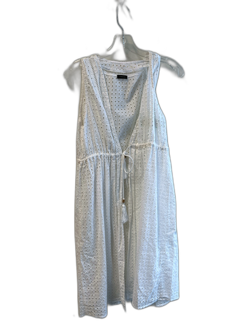Zingara Size S White No Fabric Tag Eyelet Tie Waist Knee Length Sheer Coverup White / S