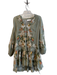 Zimmermann Size 0 Green & Multi Cotton Floral Long Puff Sleeve V Neck Dress Green & Multi / 0