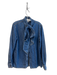 Frame Size S Blue Cotton Blend Tie Neck Button Down Long Sleeve Denim Top Blue / S