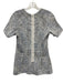 Lela Rose Size Est XS Navy Blue & White Short Sleeve Jacquard Print Back Zip Top Navy Blue & White / Est XS