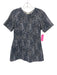 Lela Rose Size Est XS Navy Blue & White Short Sleeve Jacquard Print Back Zip Top Navy Blue & White / Est XS