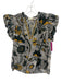 Ulla Johnson Size 4 Yellow, Teal, Black Cotton Ruffle Cap Sleeve Floral Top Yellow, Teal, Black / 4