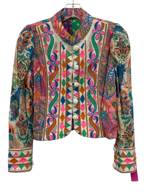 Love The Label Size Small Pink, Green, Yellow Cotton Long puff sleeve Jacket Pink, Green, Yellow / Small