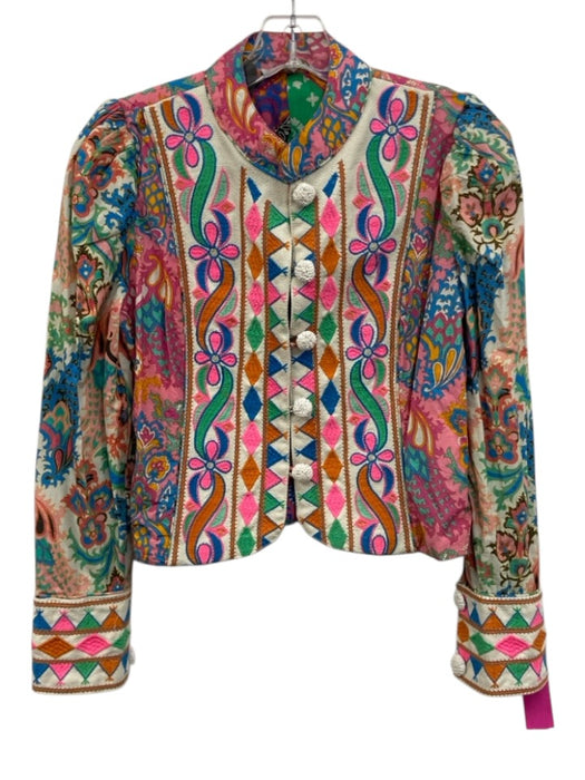Love The Label Size Small Pink, Green, Yellow Cotton Long puff sleeve Jacket Pink, Green, Yellow / Small