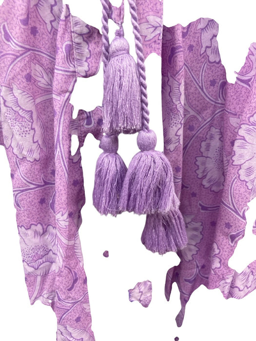 Julia Amory Size XS Purple Cotton Short Puff Sleeve Floral Embroidered Dress Purple / XS