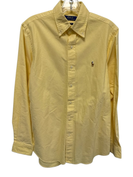 Polo Size S Yellow Cotton Solid Button Down Oxford Men's Long Sleeve Shirt Yellow / S