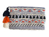 Roller Rabbit Blue & Orange Cotton Beaded Detail Zip Close Clutch Bag Blue & Orange / Medium