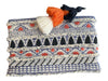Roller Rabbit Blue & Orange Cotton Beaded Detail Zip Close Clutch Bag Blue & Orange / Medium