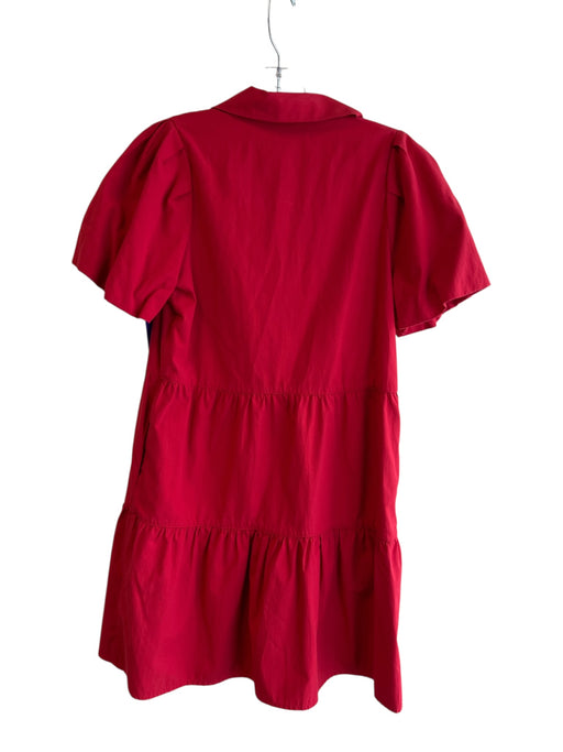 Brochu Walker Size XS Red Polyester & Cotton Short Puff Sleeve Button Down Dress Red / XS