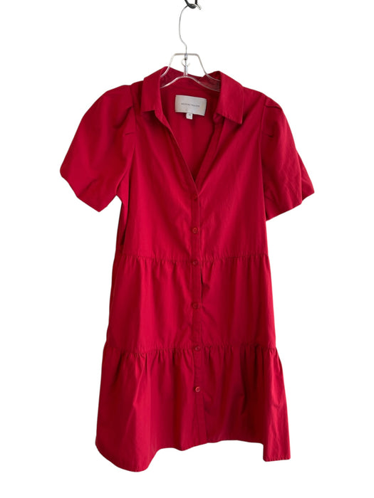 Brochu Walker Size XS Red Polyester & Cotton Short Puff Sleeve Button Down Dress Red / XS