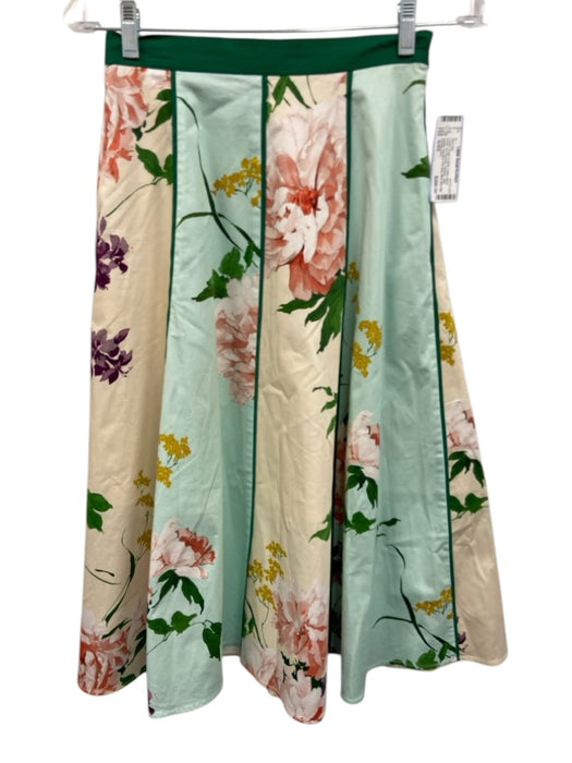 Christy Lynn Size S/XS Cream, Green & Multi Cotton Blend Floral Midi Skirt Set Cream, Green & Multi / S/XS