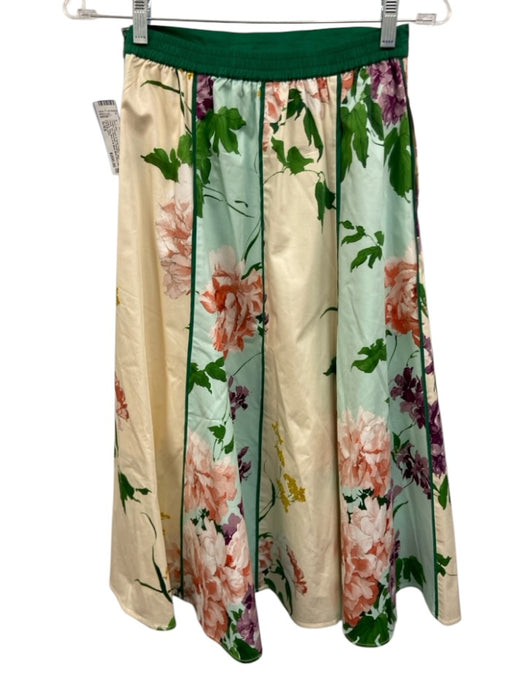 Christy Lynn Size S/XS Cream, Green & Multi Cotton Blend Floral Midi Skirt Set Cream, Green & Multi / S/XS
