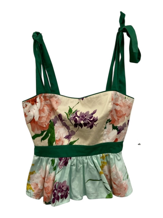 Christy Lynn Size S/XS Cream, Green & Multi Cotton Blend Floral Midi Skirt Set Cream, Green & Multi / S/XS