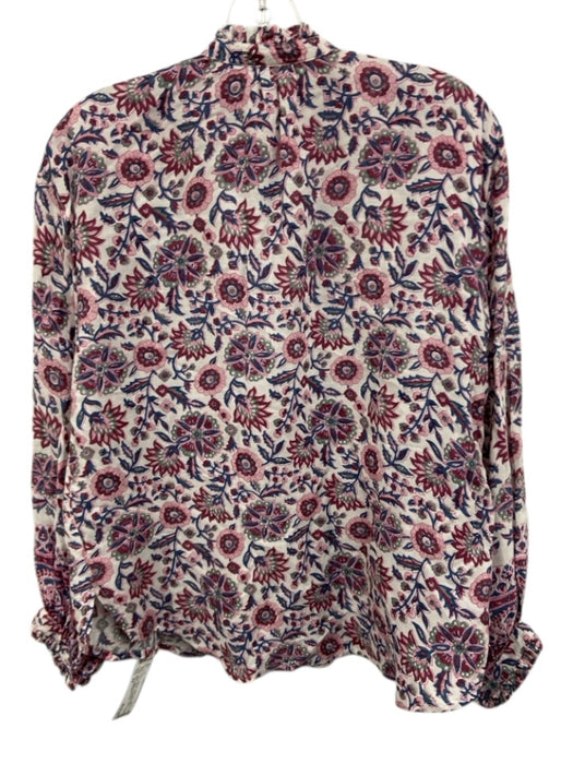 Alix of Bohemia Size XS White, Pink & Blue Tencel Floral Long Balloon Sleeve Top White, Pink & Blue / XS