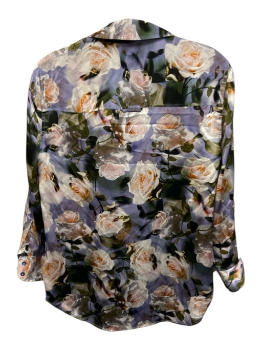 L'agence Size S Dusty Purple & Multi Silk Floral Long Sleeve Button Up Shirt Top Dusty Purple & Multi / S
