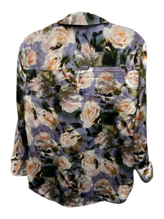 L'agence Size S Dusty Purple & Multi Silk Floral Long Sleeve Button Up Shirt Top Dusty Purple & Multi / S